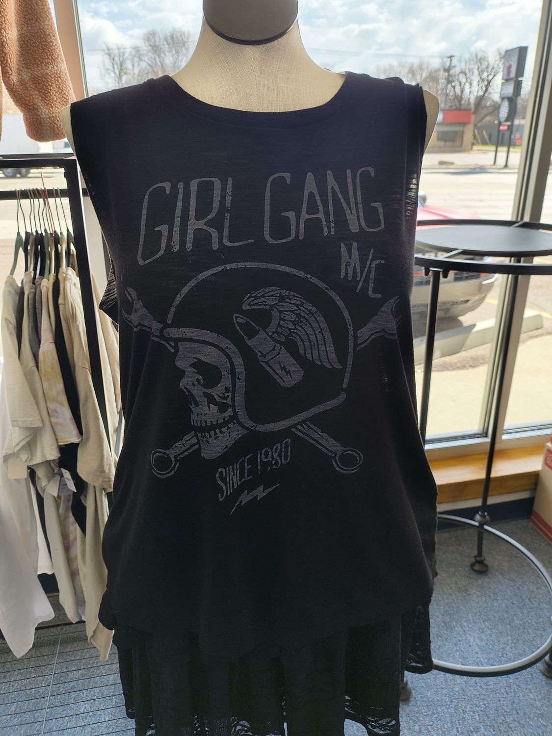 2x Torrid black sleeveless "Girl Gang" graphic tee