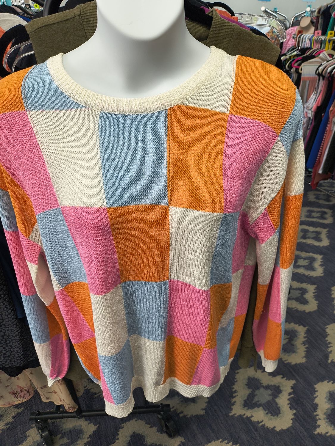 XL Bibi multicolored pastel square sweater trendy