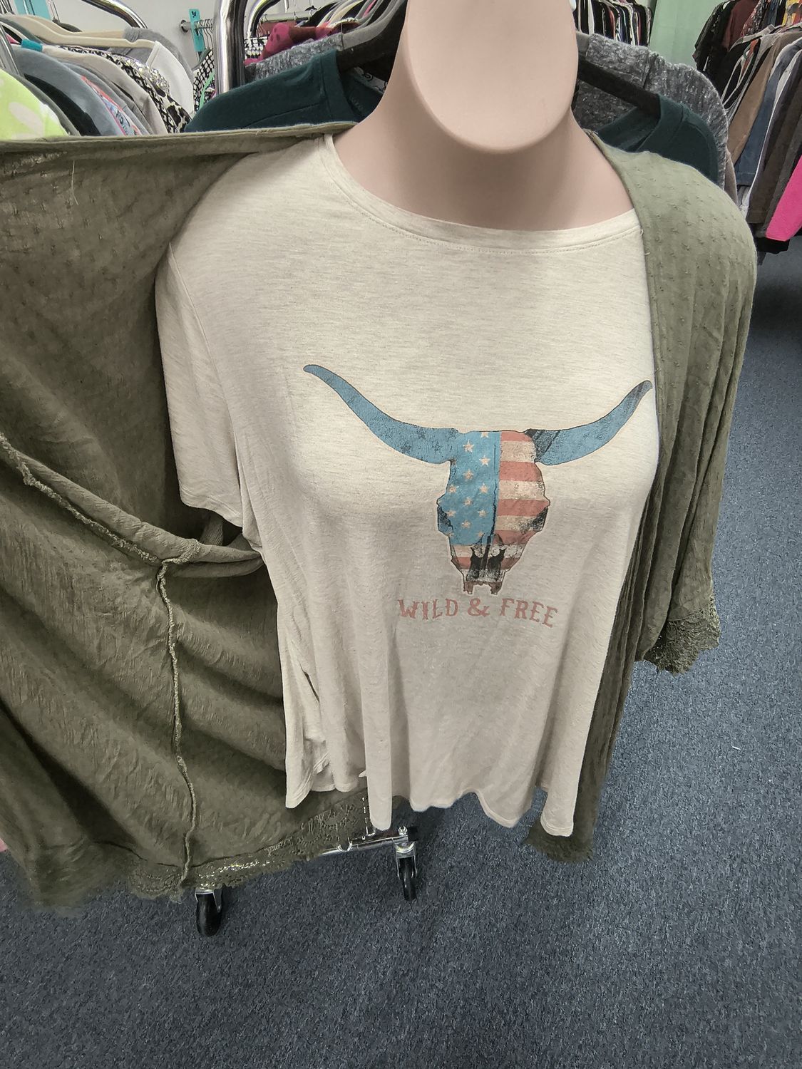 3x Maurices light brown Wild &amp; Free bull skull tee top
