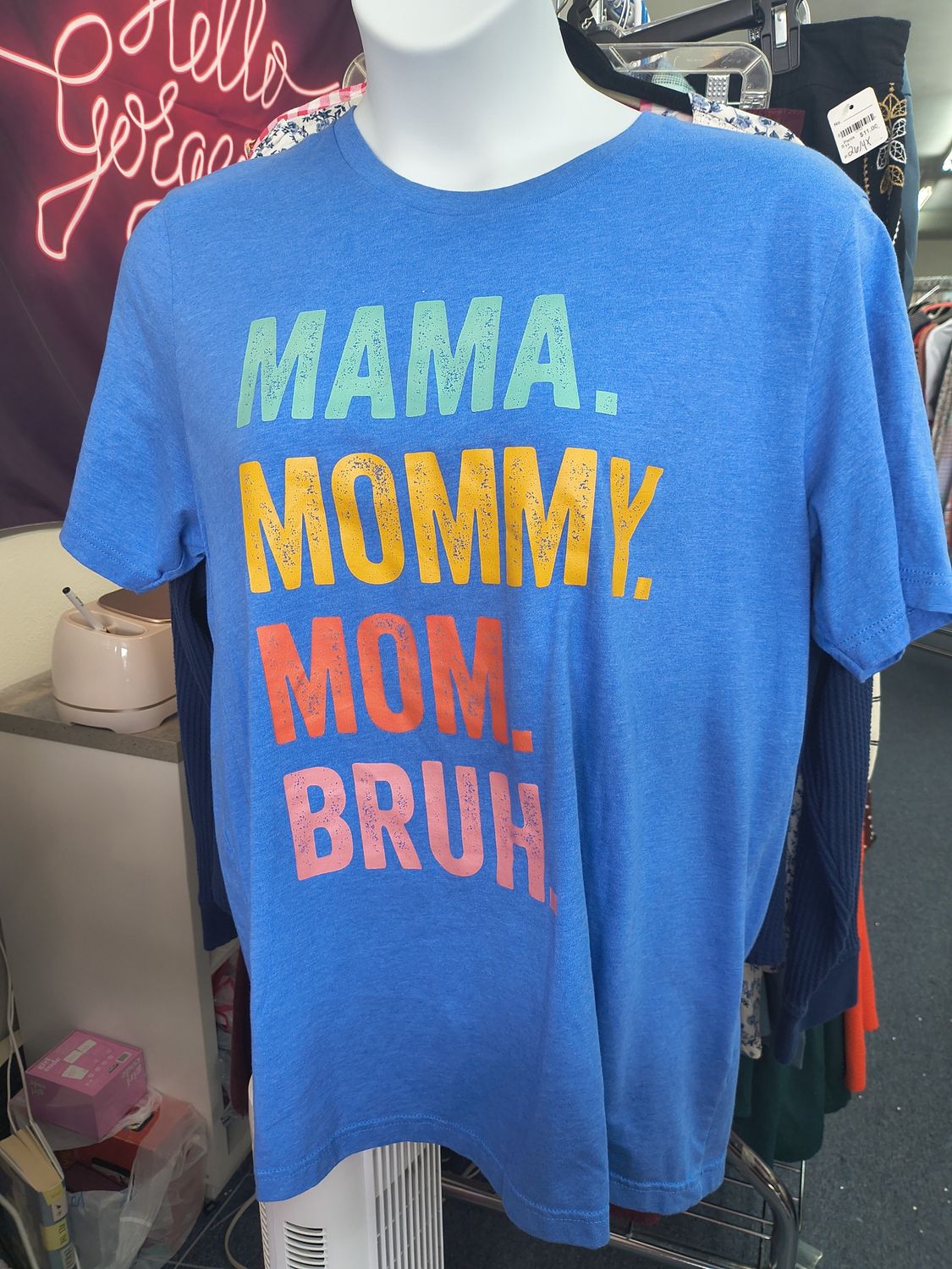 XL Blue Mama Mom Bruh graphic tee top Mother's Day