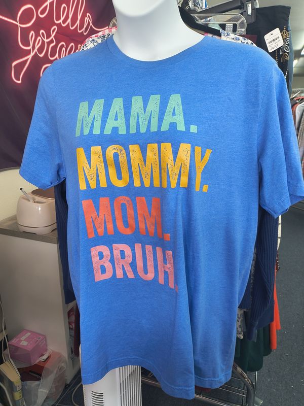 XL Blue Mama Mom Bruh graphic tee top Mother's Day