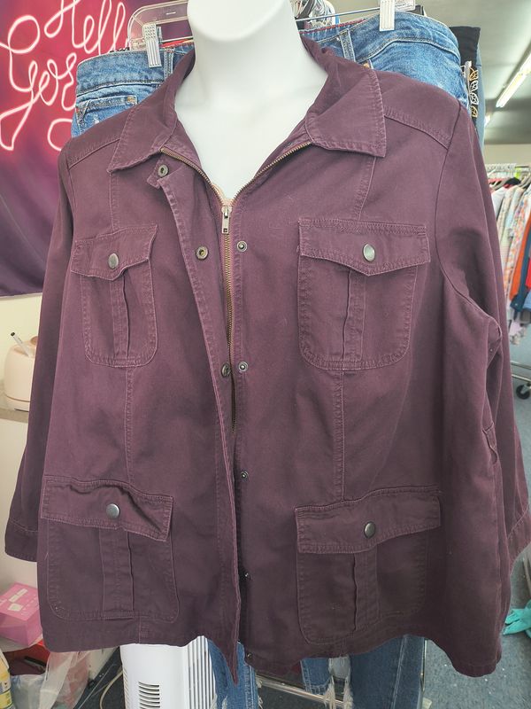 3x Westport purple denim jacket button and zipper