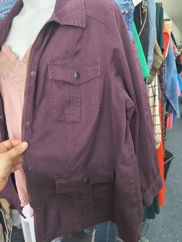 3x Westport purple denim jacket button and zipper