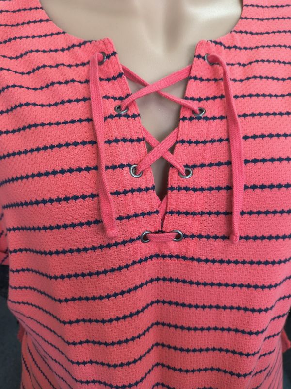 4x Northcrest pink and navy stripes knit spring top