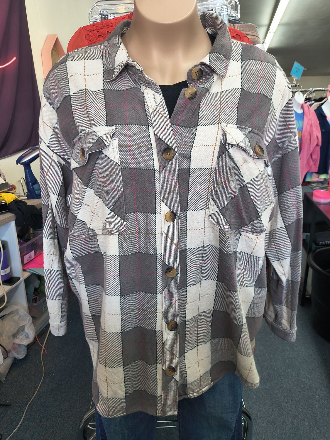 4x Maurices shacket jacket plaid button front