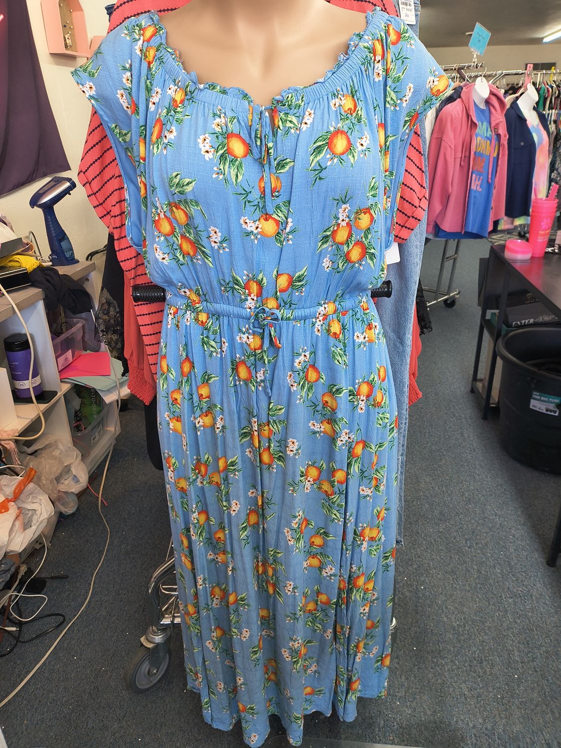 4x Torrid light blue floral apple print maxi dress