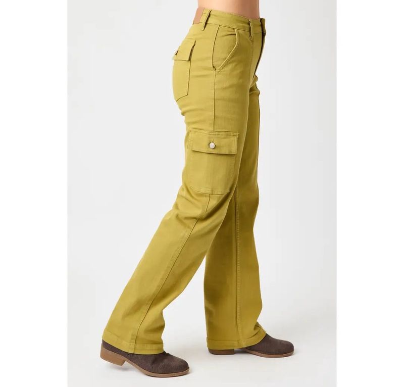 16W Judy Blue New Matcha green cargo straight leg denim jeans