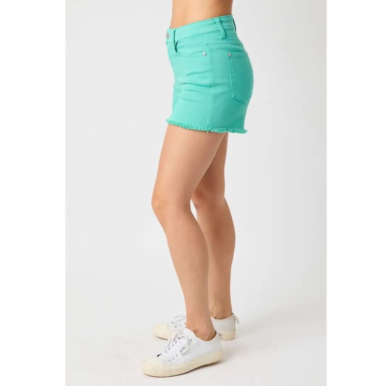 3x Judy Blue New teal frayed hem denim shorts