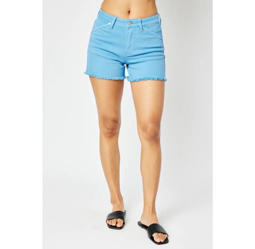XL 12/14 Judy Blue New frayed hem sky blue denim shorts