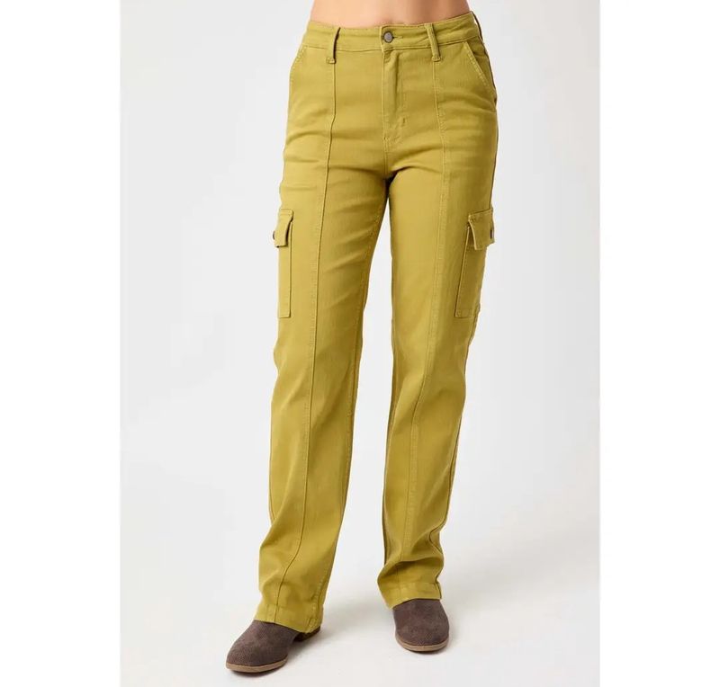 20W Judy Blue New Matcha green cargo straight leg denim jeans