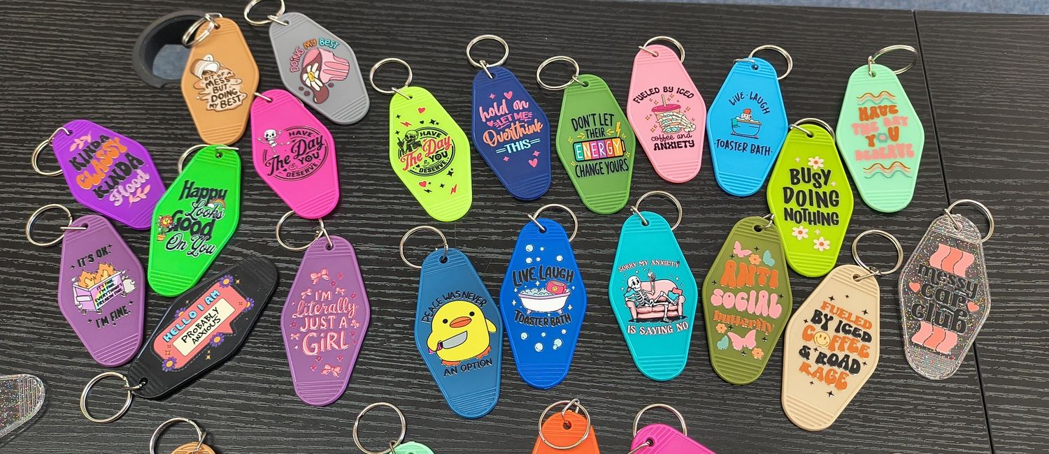 "Live Laugh Toaster Bath" hotel style handmade keychain