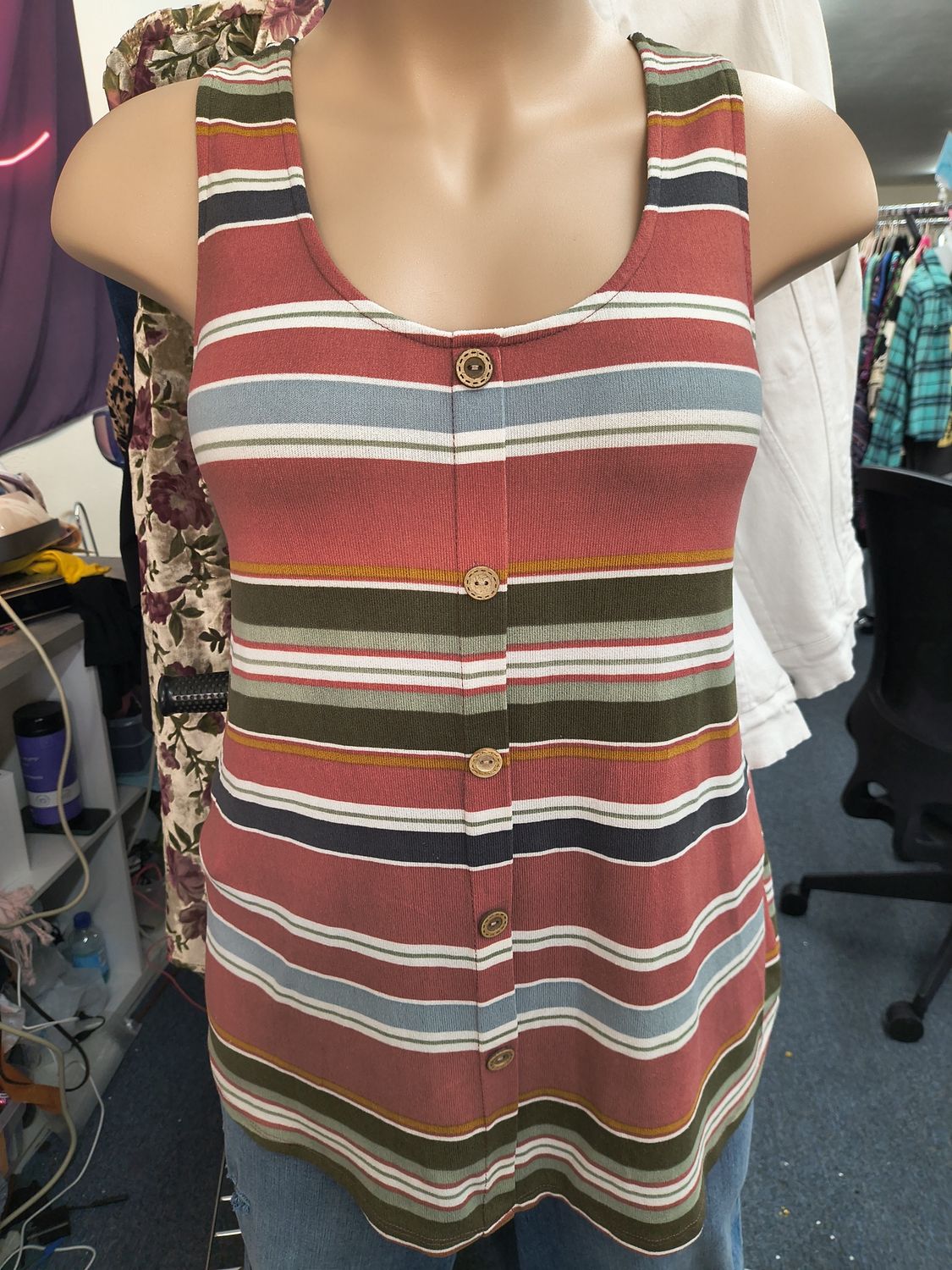 Size 3x P.S. Love soft striped tank top  with buttons