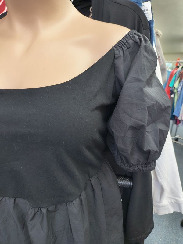 Size 22 Eloquii black babydoll  mini dress 3x knit top flare bottom