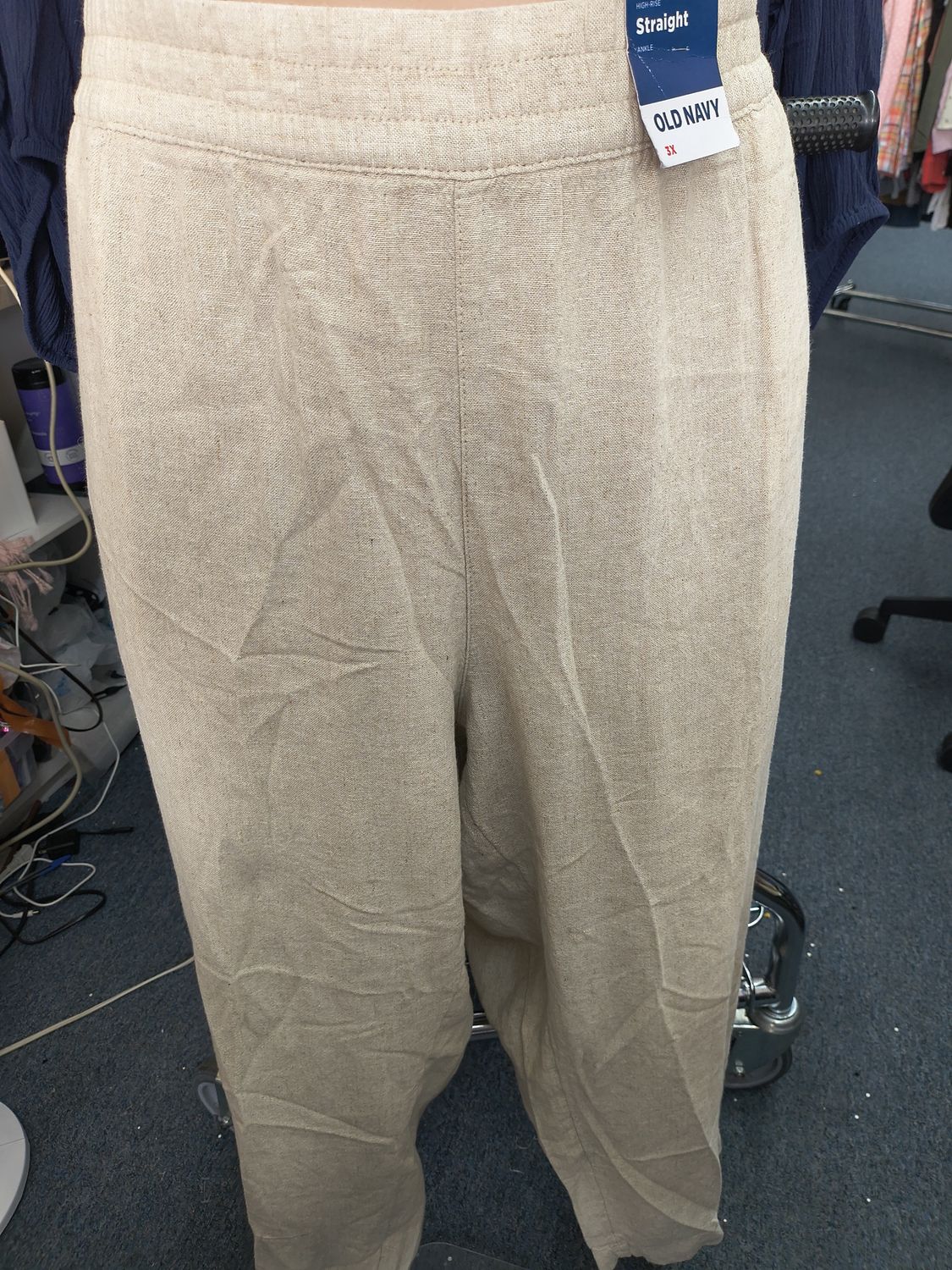 Size 3x Old Navy NWT khaki linen hi rise straight leg ankle pants