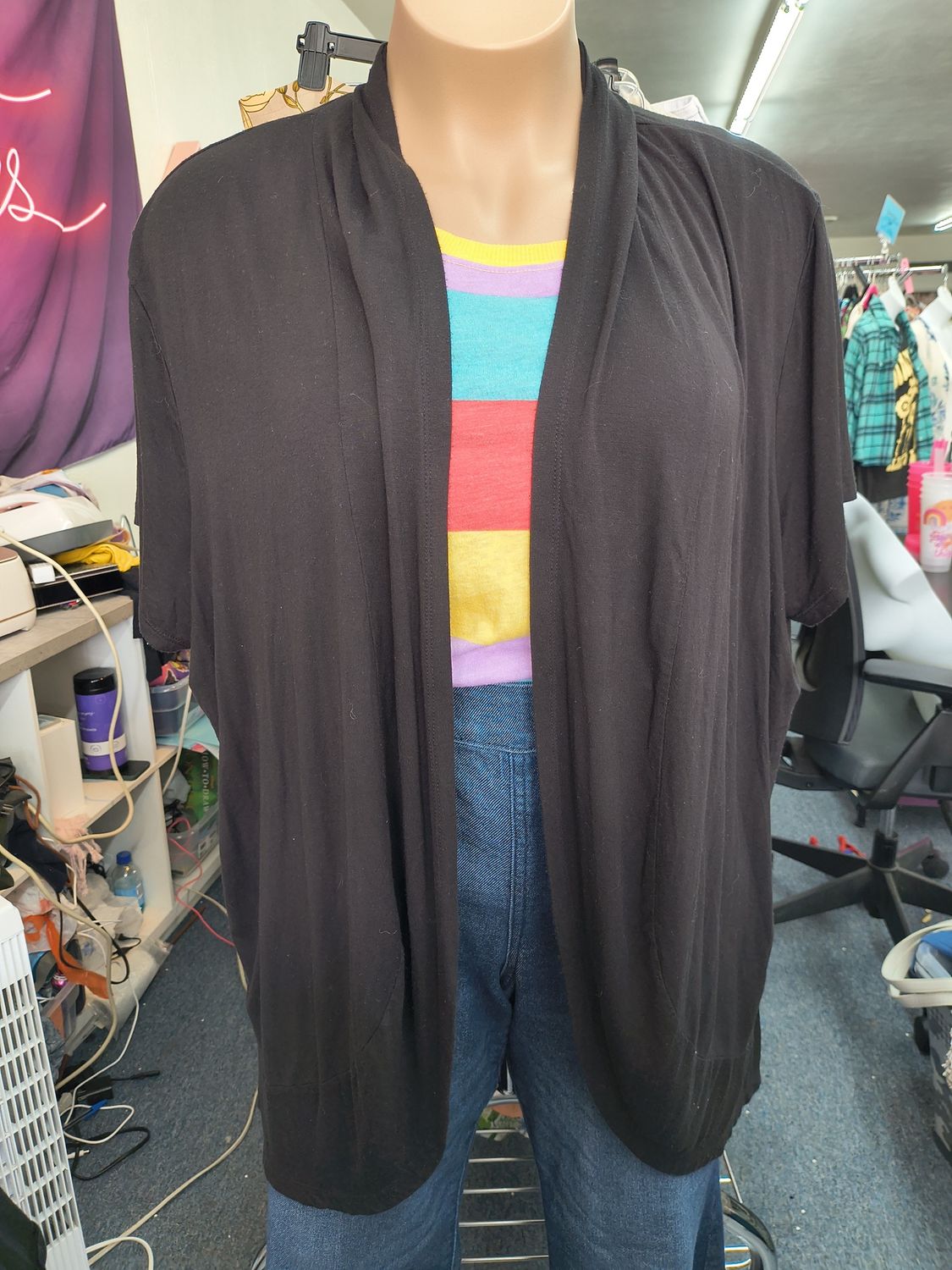 Size 3x Maurices black short sleeve knit cardigan top