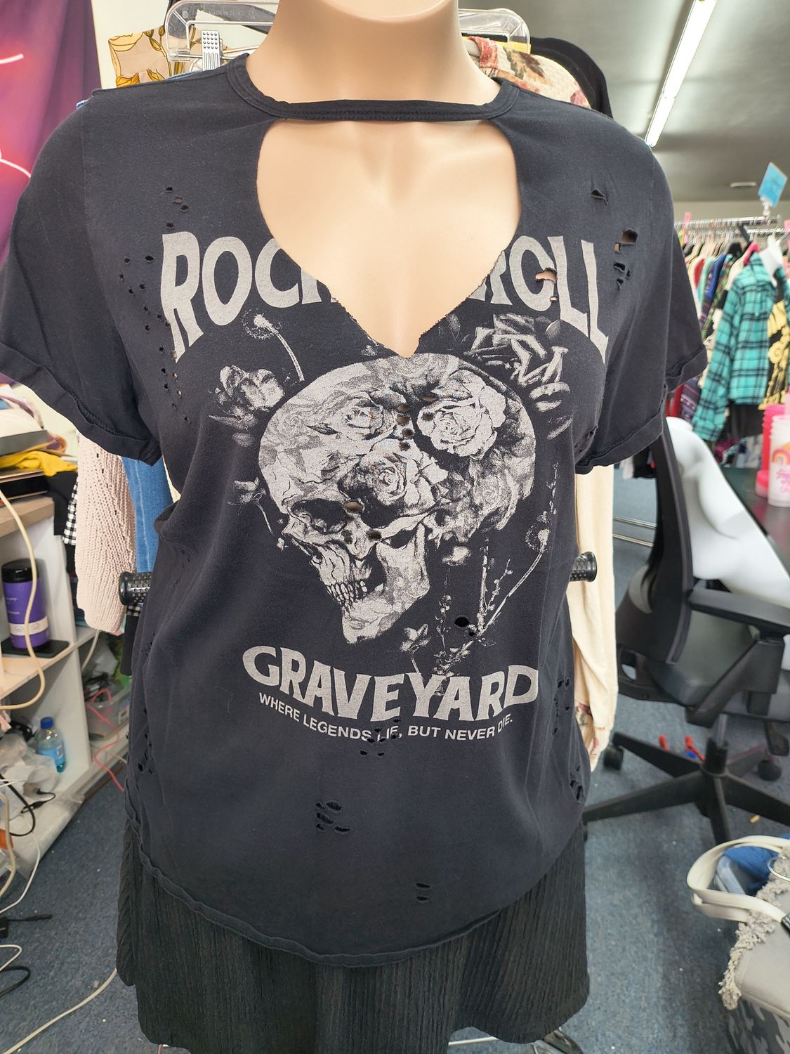 Size 3x Torrid skull rocker tee with distressing emo punk