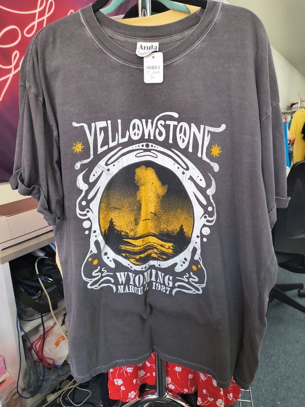 3x Arula Yellowstone Wyoming cuffed sleeve graphic tee