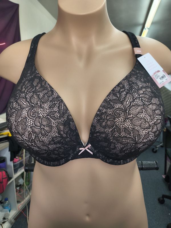 46DD Cacique NWT black pink lace boost plunge bra