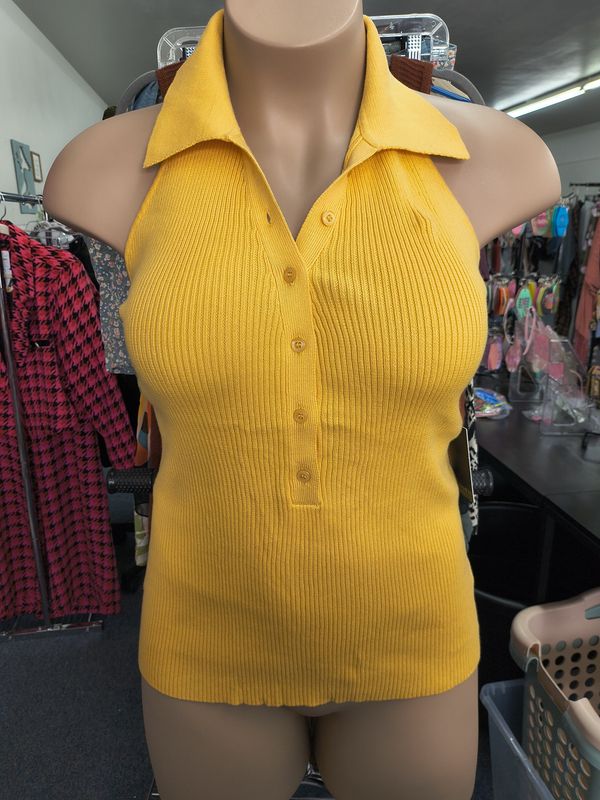 2x Eloquii NWT yellow ribbed halter top fitted
