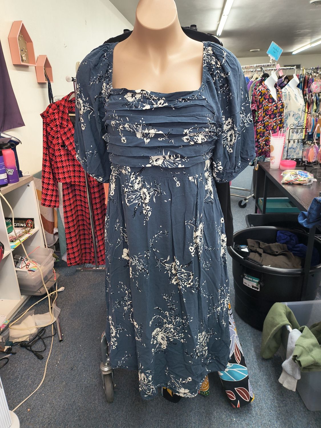 4x Maurices blue floral babydoll midi dress