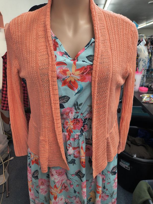 XL Eileen Fisher peach colored cardigan sweater