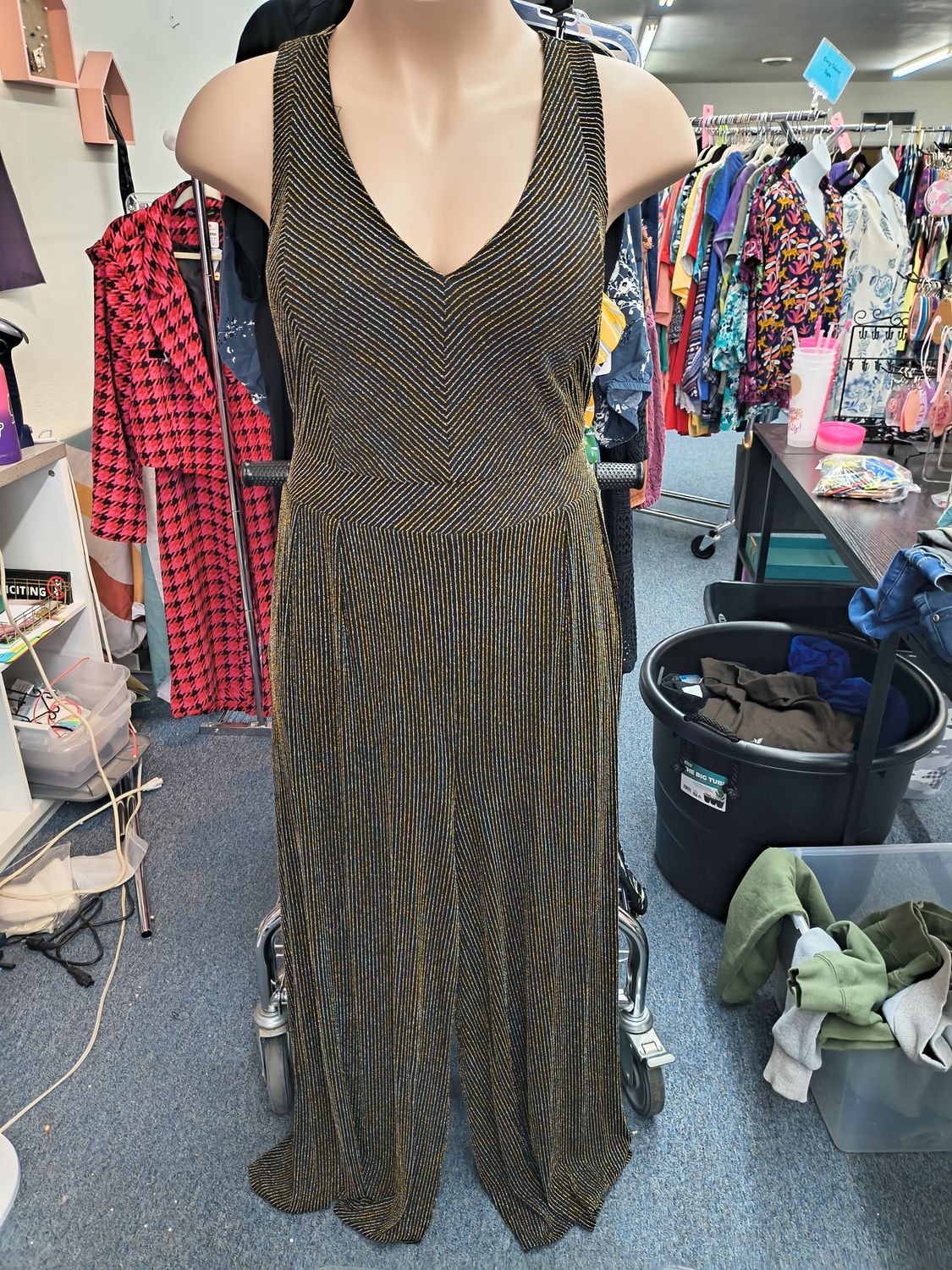 2x Torrid black gold and silver glitter jumpsuit