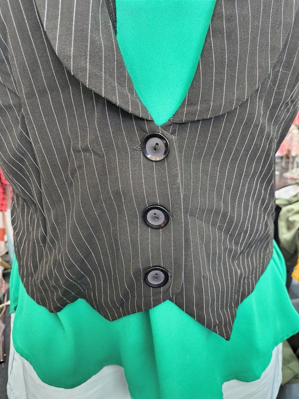 XL Nikki Mae black striped crop vest with lace back