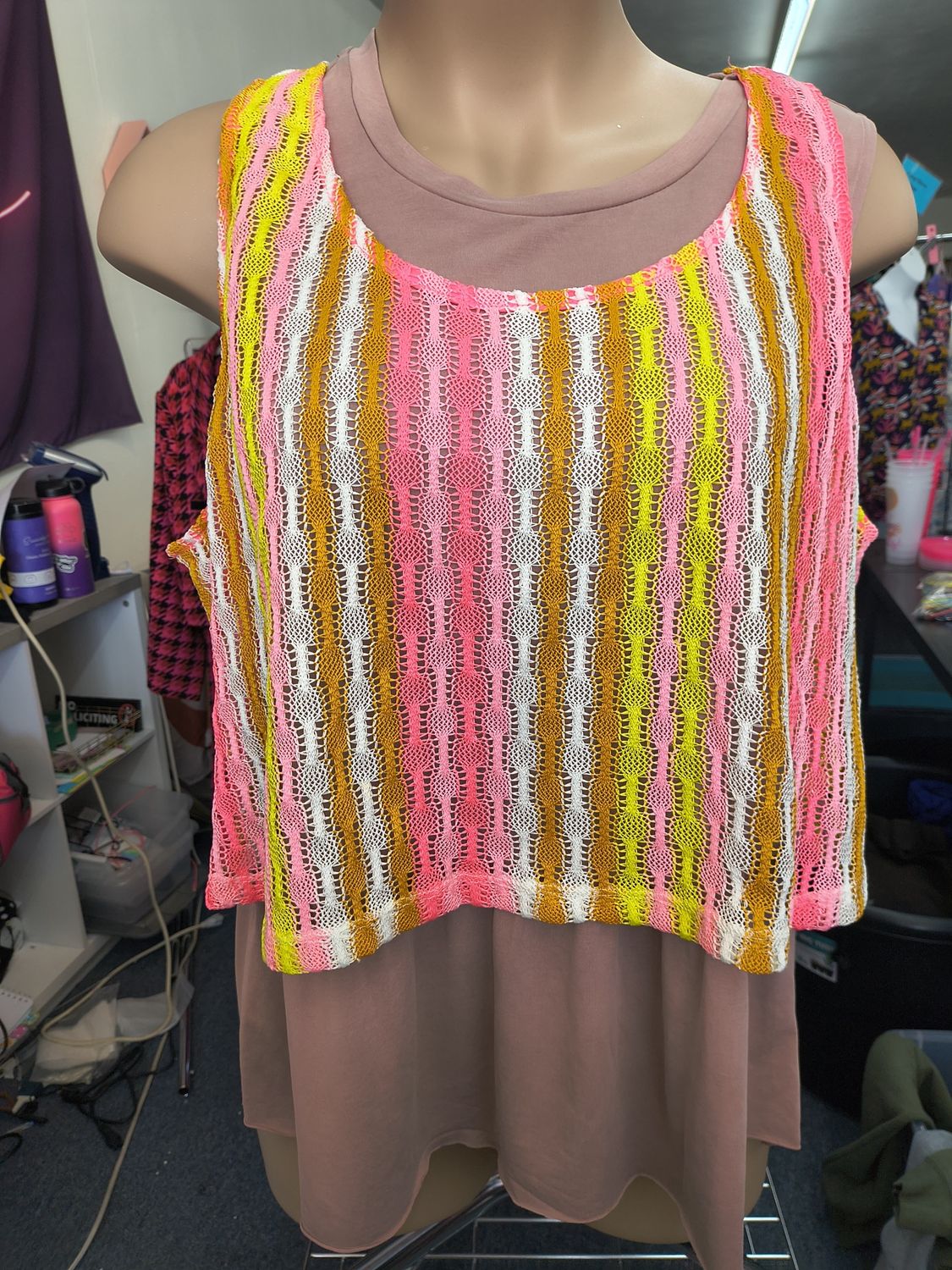 2x Wild Fable NWT striped sheer pink and yellow crop top