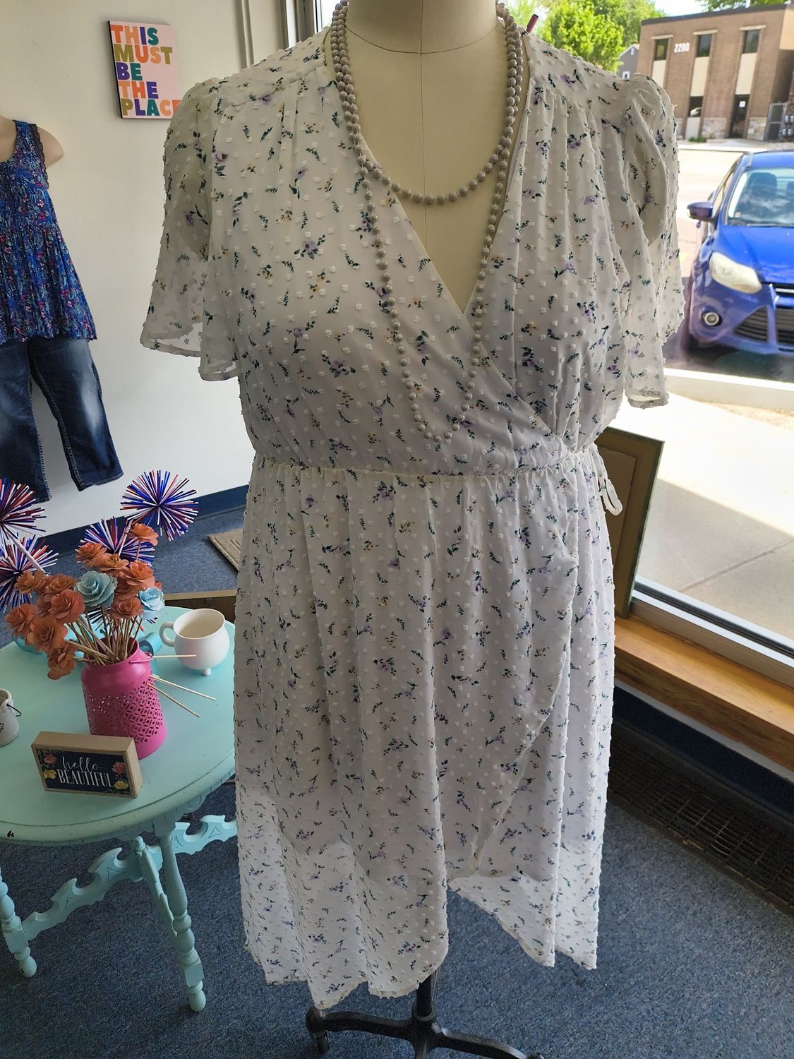 2x Arula white floral midi wrap dress chiffon