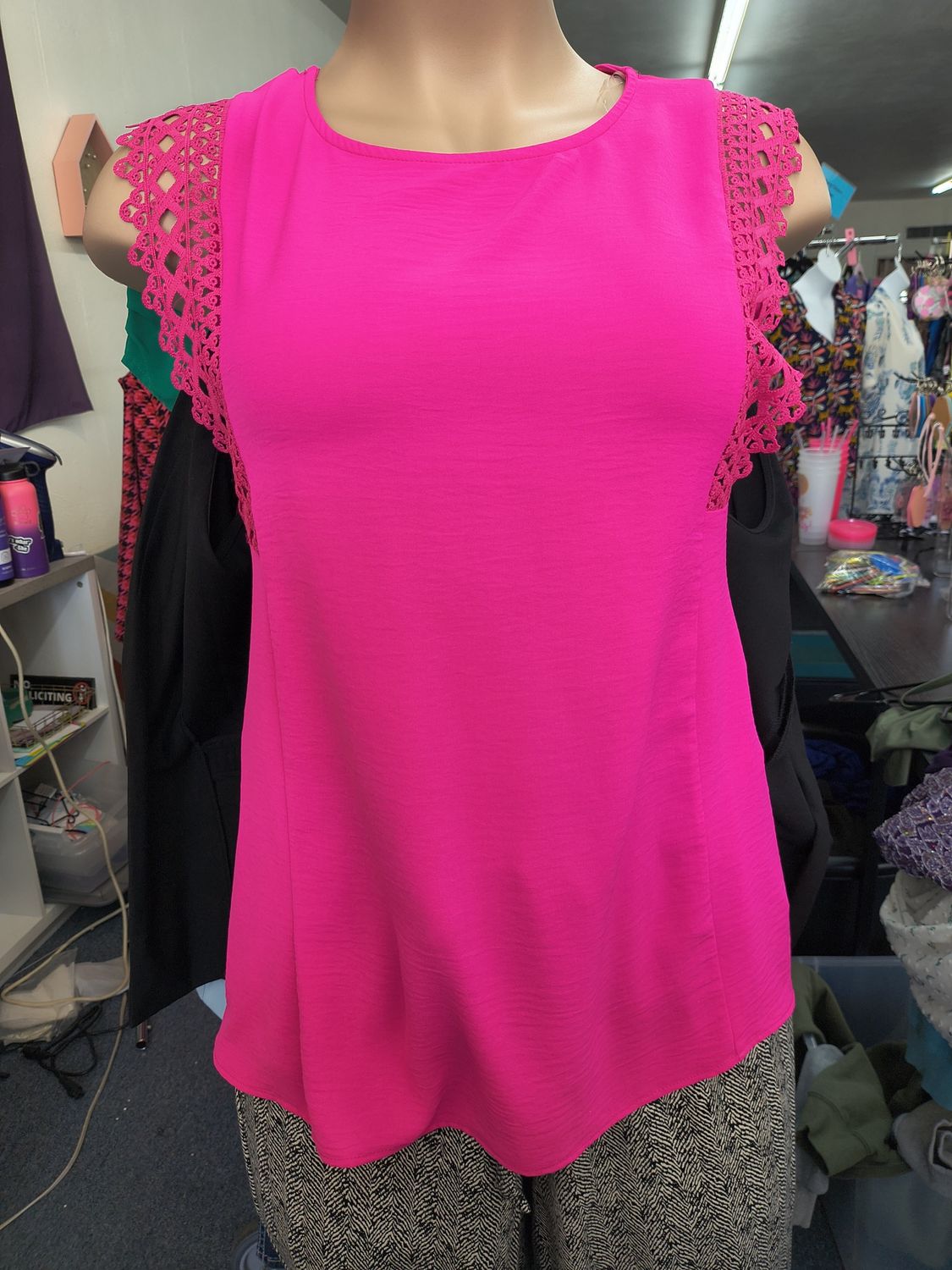 1x First Love pink top with crochet trim