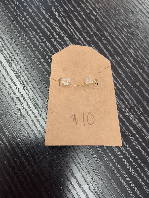 Handmade earrings gold metal square bees