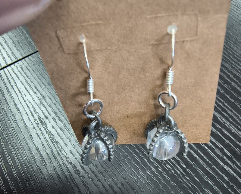 Crystal ball stainless steel handmade earrings