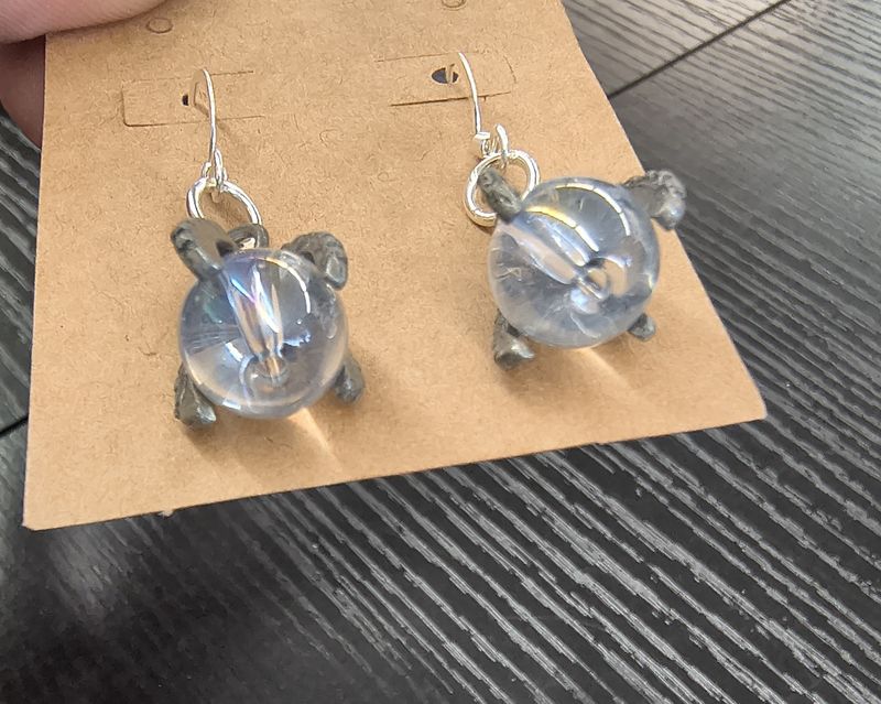Crystal ball stainless steel handmade earrings