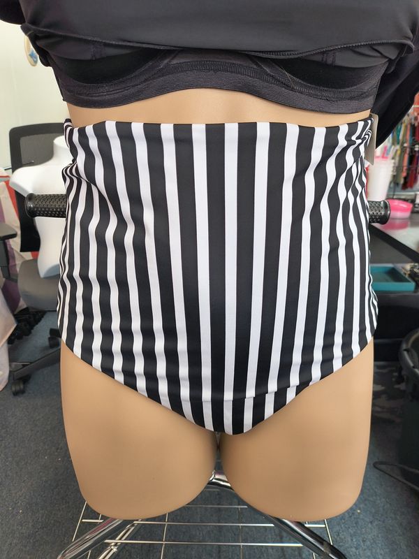 Coral Reef XXL black and white striped high waist brief swim