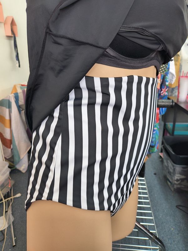 Coral Reef XXL black and white striped high waist brief swim