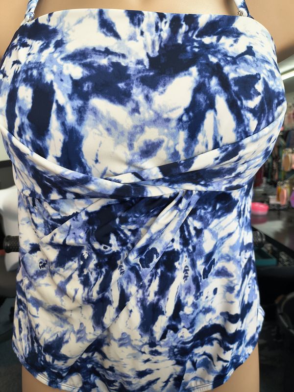 1x Evri blue and white tie dye one piece swimsuit cheeky