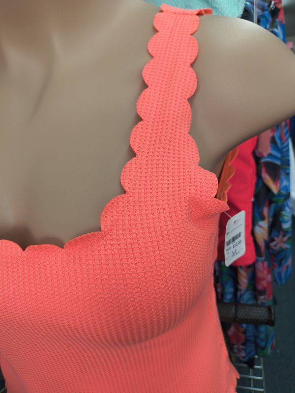 XL Aerie orange one piece textured swimsuit