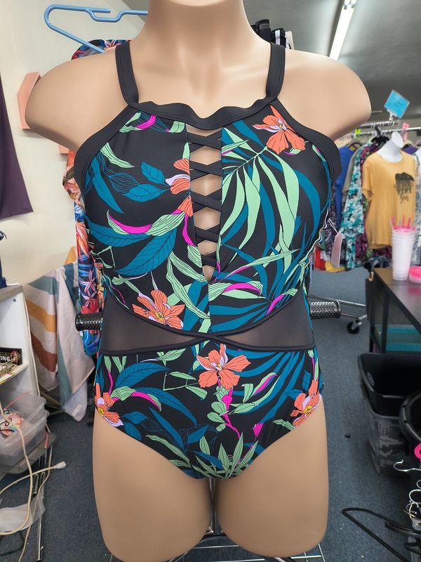 0x Terra &amp; Sky floral one piece swimsuit cutouts