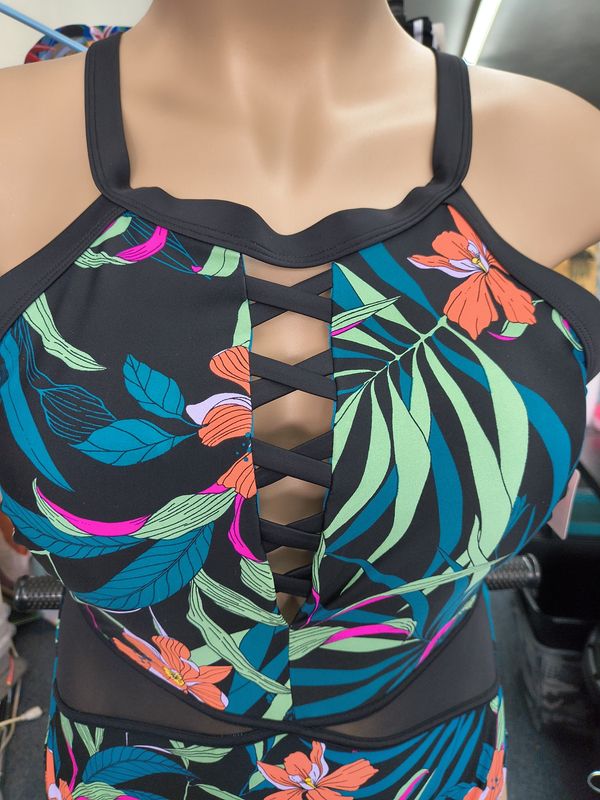 0x Terra &amp; Sky floral one piece swimsuit cutouts
