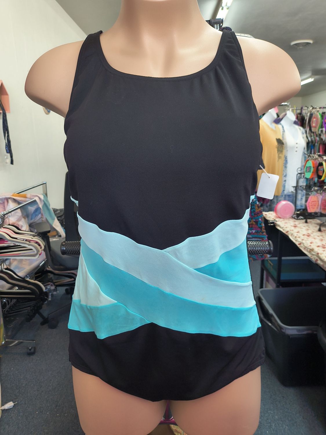 18/2x Gabar black one piece swimsuit with blue front