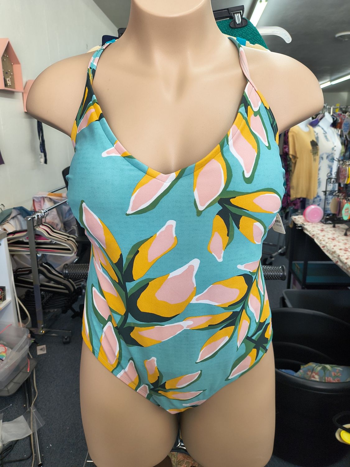 22w/3x Kona Sol floral one piece swimsuit