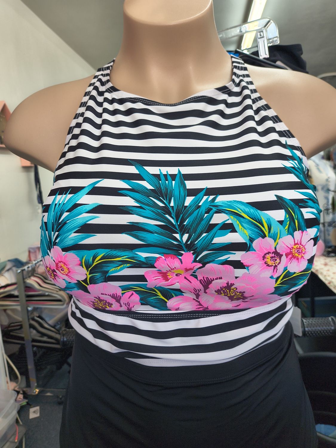 3x Torrid striped floral bikini longline swimsuit top