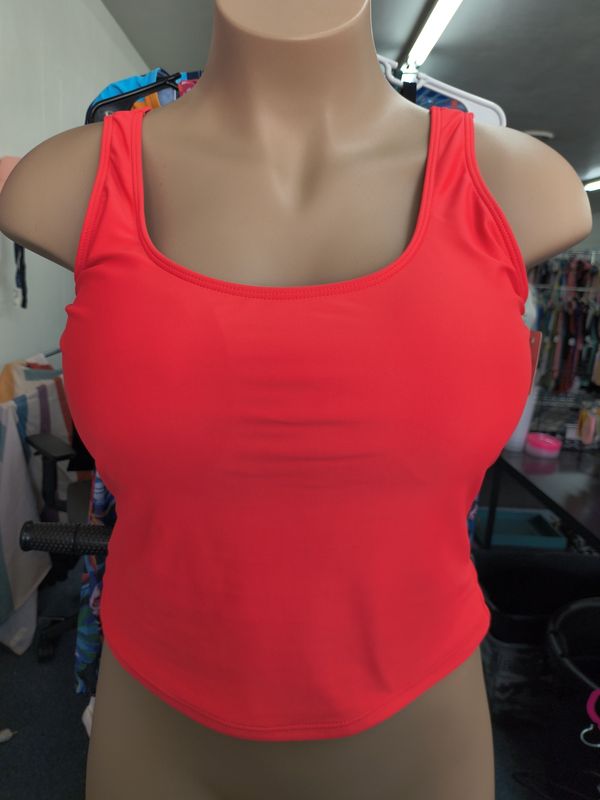 XL Janela Bay pink cropped swim top with back cutouts