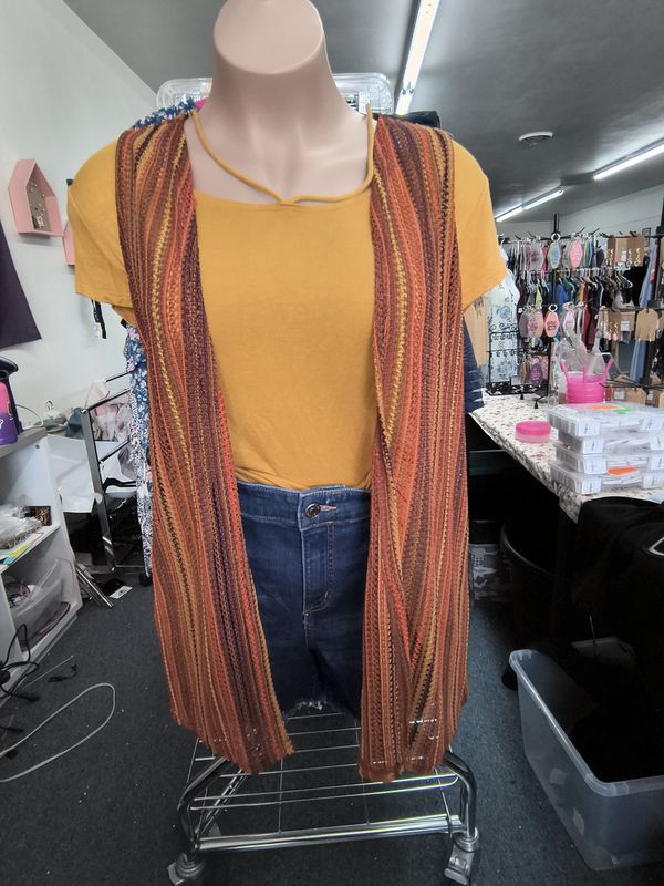 3x Cato striped eyelet long knit vest 22/24
