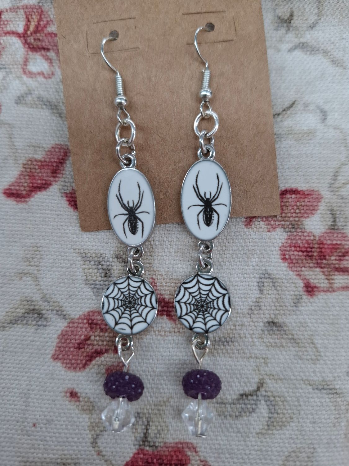 Spider and web metal handmade earrings Halloween