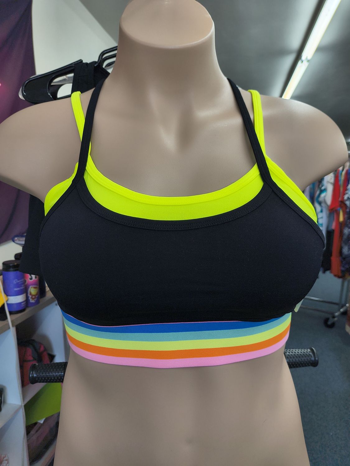 XL Fabletics sports bra bralette rainbow double layer