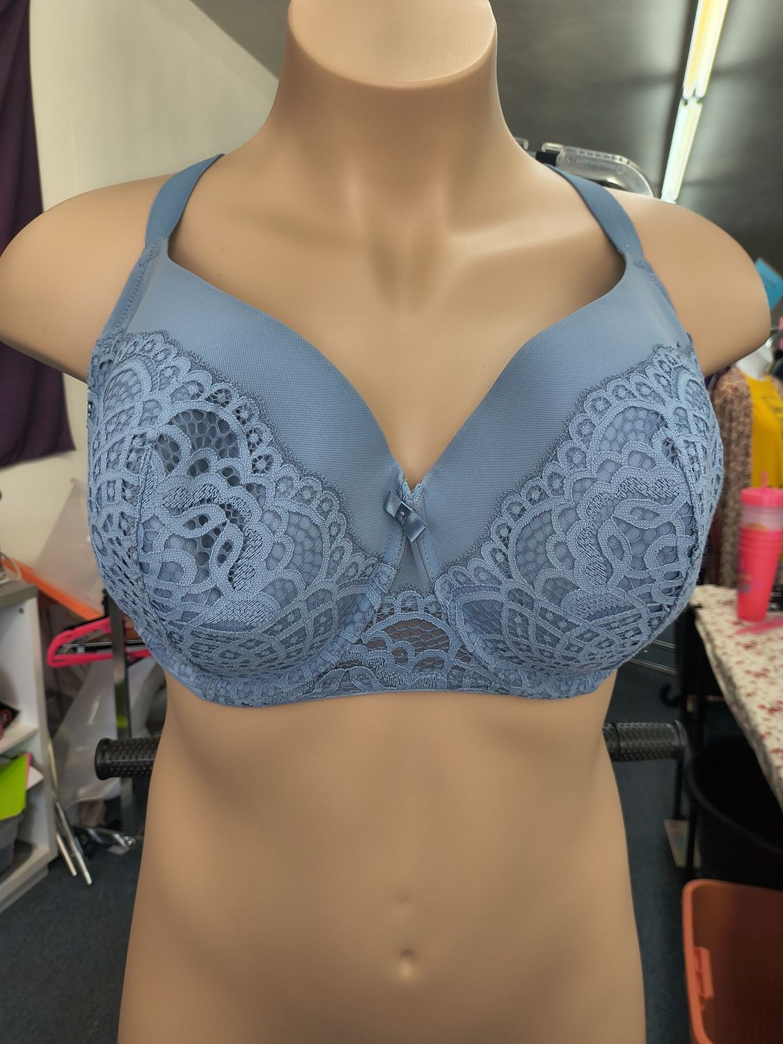 46DDD Auden blue lace balconette lightly lined bra