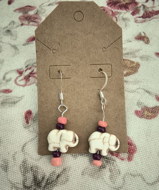 Ivory elephants dainty handmade earrings