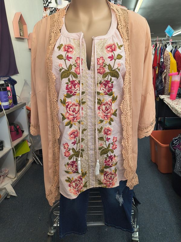 3x Bloomchic NWT beige lace trim kimono coverup