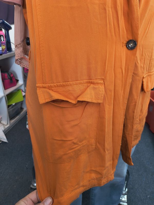 3x Cato orange long canvas vest jacket
